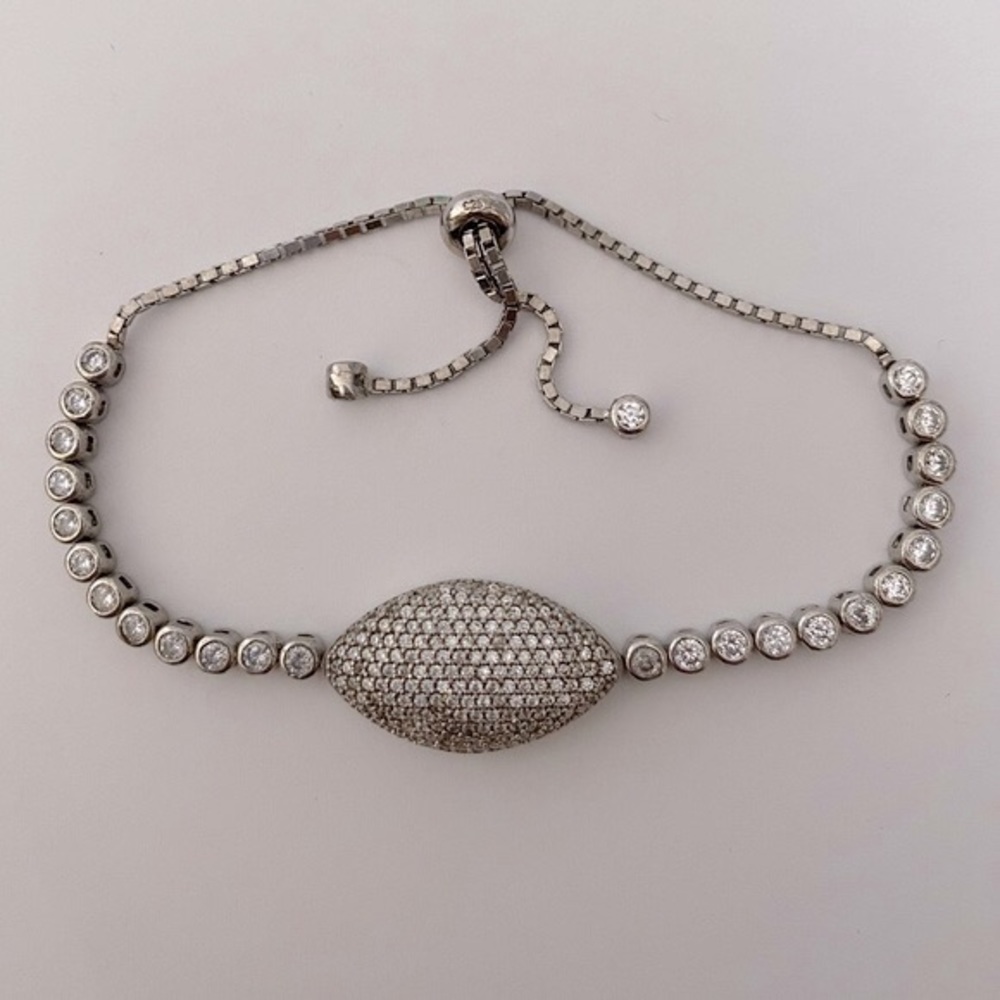 925 Silver bracelet clear cz stones tennis bolo lock
